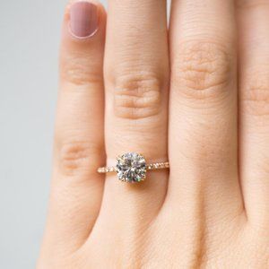 Forever One Moissanite Ring with diamond pave